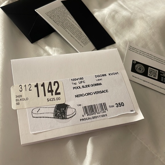 VERSACE SANDALS WITH GOLD MEDUSA AND BLACK WITH BOX, ID, TAGS, AND BAG - Picture 10 of 14